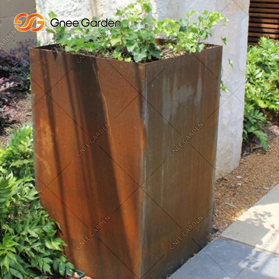 Büyük Kare Açık Metal Ekici Corten Çelik Saksılar Özelleştirilmiş