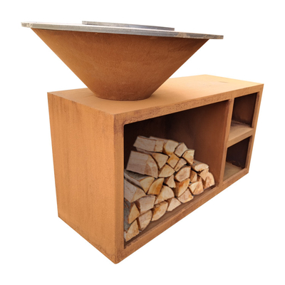 Açık Pişirme Barbekü Izgara Bahçe Veranda Corten Çelik Açık Barbekü Izgaralar