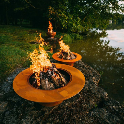 550mm-1500mm Corten Çelik Yangın Masası Bahçe Çelik Ateş Çukuru Önceden Paslanmış