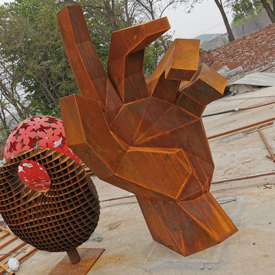 Park Dekorasyonu için 175cm Paslı Metal Bahçe Süsleri Corten Çelik Heykel