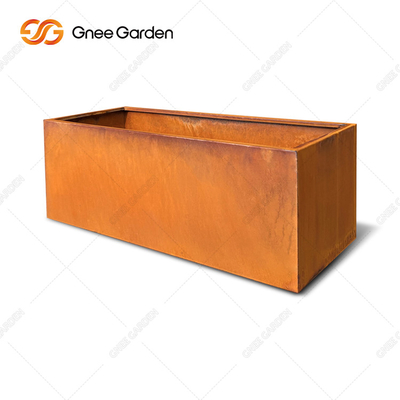 Özel Metal Çelik Bitki Saksıları Modern Tasarım Uzun Kutu Corten Çelik Ekici