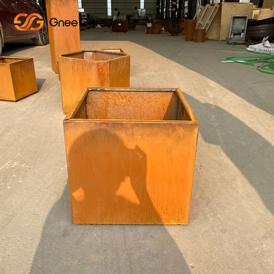 Bahçe Corten Çelik Rustik Dış Mekan Metal Ekiciler Büyük Kare