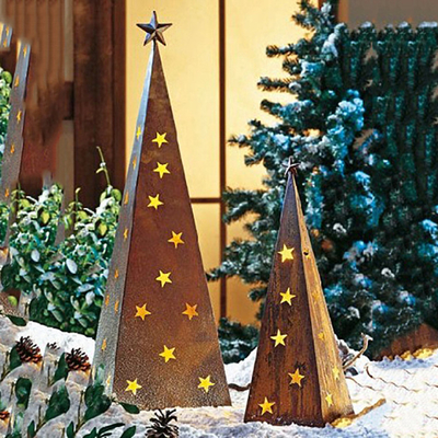 500mm Noel Metal Bahçe Süsleri LED'li Corten Bahçe Süsleri