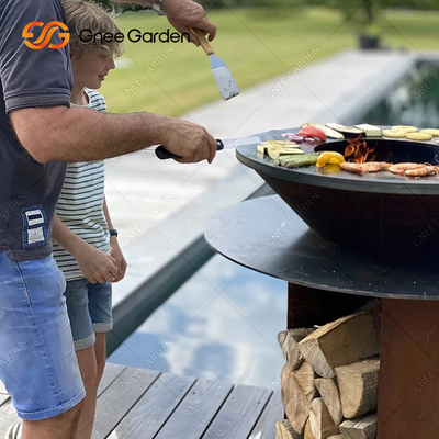 Açık Barbekü Partisi için Ahşap Yanan Corten Çelik Barbekü Izgaraları
