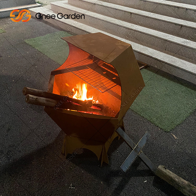 Restoran Kapalı Açık Kamp için Taşınabilir Corten Çelik Barbekü Izgara