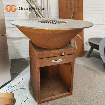 Aile Dostları Barbekü Çelik Dış Mekan Paslı Corten Çelik Izgara Brasero Barbekü Izgarası