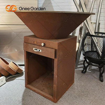 Corten Steel Açık Pişirme Izgaraları Barbekü Izgaralı Ateş Çukuru Pas Kaplama Dışarıda Yemek