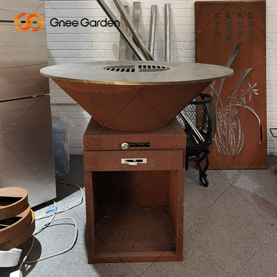 Bahçe Pas Corten Çelik Dış Mekan Pişirme Izgaraları Ateş Çukuru Barbekü Izgara Paketleme Hizmetleri