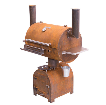 Açık Corten Çelik BARBEKÜ Yangın Izgara Kömür Sigara İçen Daire Plancha Izgara Plakalı