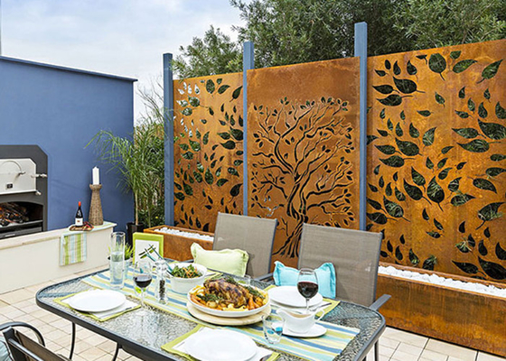 Meşe Ağacı Tasarımı Paslı Corten Çelik Gizlilik Ekranları Dekoratif 600 * 1200mm