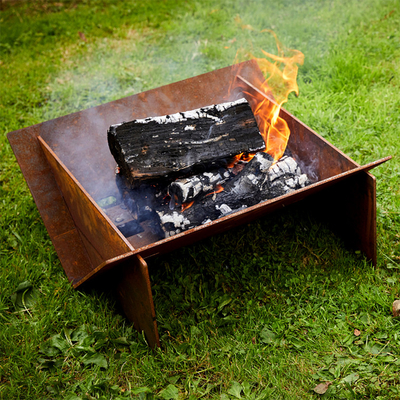 Ayrılabilir Corten Çelik Ahşap Yanan Ateş Çukuru Masası Taşınabilir 510mm