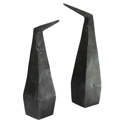 Soyut İskandinav Dış Mekan Metal Heykel Siyah Demir Heykel 6 İnç Yükseklik