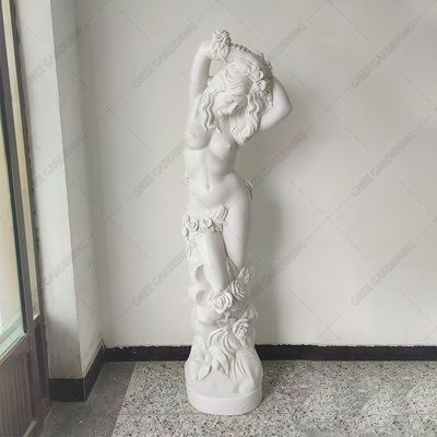 Doğal Beyaz Mermer Taş Açık Bahçe Heykel El Oyması