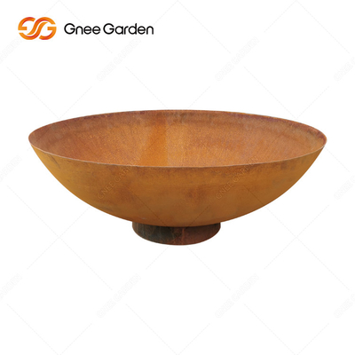 Ayrışma Corten Çelik Metal Veranda Sütunu Ateş Çukuru Karbon Çelik Yarım Top Küre Ateş Çukuru