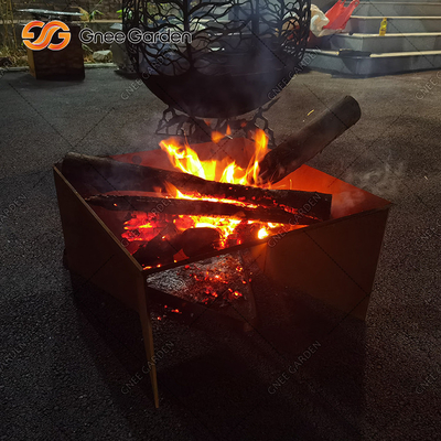 Odun Yakma Corten Çelik Metal Bahçe Ateş Çukuru ve Barbekü