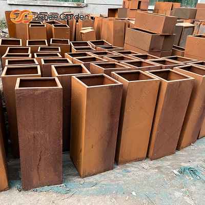 2.0-10mm Paslı Metal Ekici Kutuları Bahçe Dekorasyonu Corten Çelik Bitki Saksıları