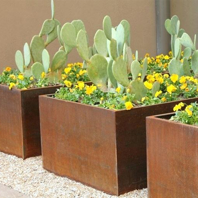 Özelleştirilmiş Açık Büyük Ekici Kutusu Dikdörtgen Corten Çelik Saksılar