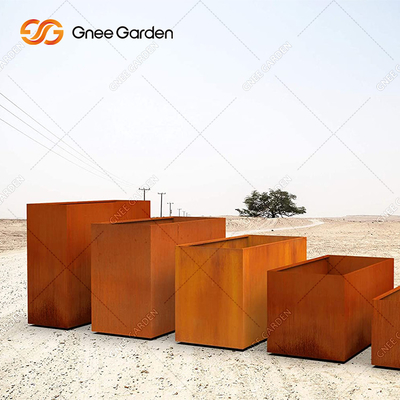 Büyük Kare Açık Metal Ekici Corten Çelik Saksılar Özelleştirilmiş