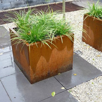 Bahçe Corten Çelik Açıklıklı Büyük Ekici Kutusu Çiftlik Evi için Paslanmış Ayrışma Çelik