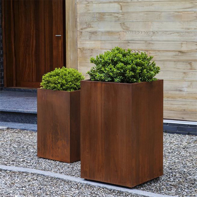 Bahçe Corten Çelik Açıklıklı Büyük Ekici Kutusu Çiftlik Evi için Paslanmış Ayrışma Çelik