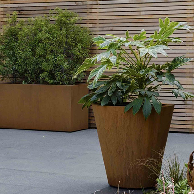 2.0-10mm Paslı Metal Ekici Kutuları Bahçe Dekorasyonu Corten Çelik Bitki Saksıları