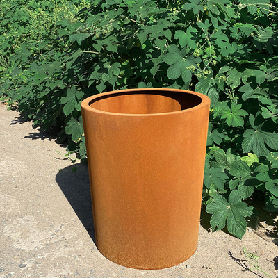 Arka Bahçe Açık Yuvarlak Corten Çelik Saksılar Metal Ekici Kutuları