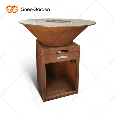 Açık Pas Brasero Barbekü Partisi için Ahşap Yanan Corten Çelik Barbekü Izgaraları