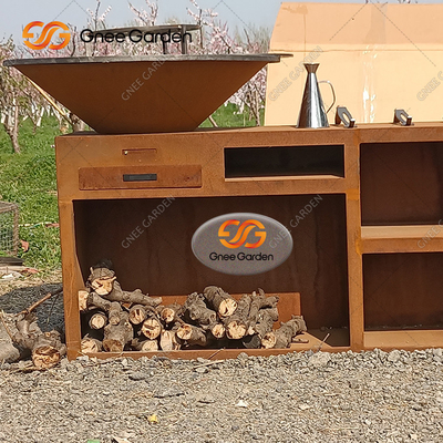 Açık Mutfak için Benzersiz Barbekü Kömür Izgaralar Corten Çelik Barbekü Grill