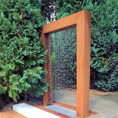 Yağmur Perdesi ile Özelleştirilmiş Bahçe Corten Çelik Su Havuzu