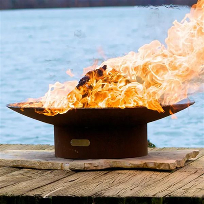 Antik Yuvarlak Corten Çelik Ateş Çukuru Barbekü Brülörü 55 * 55 * 41cm Yüksek Sıcaklık Boyama