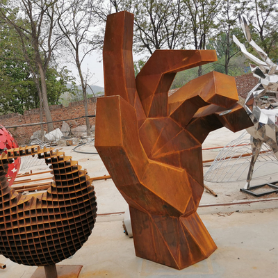 Park Dekorasyonu için 175cm Paslı Metal Bahçe Süsleri Corten Çelik Heykel