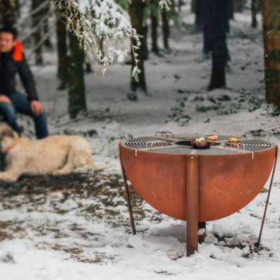Dia 1000mm Klasik Corten Çelik Ateş Çukuru Barbekü Halkası Barbekü Ateş Çukuru Paslanmaz