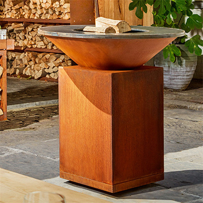 Paslanmış Corten Çelik Yuvarlak Ateş Çukuru Kampı 120cm Corten Çelik Ateş Çukuru
