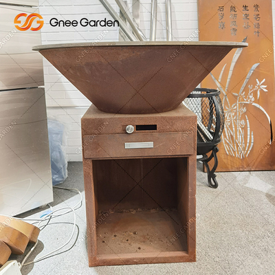 Önceden Yıpranmış Corten Çelik Ateş Çukurları Kömür Barbekü Çukuru Özelleştirilebilir Boyut