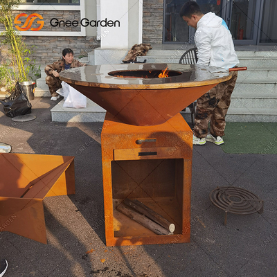 Önceden Yıpranmış Corten Çelik Ateş Çukurları Kömür Barbekü Çukuru Özelleştirilebilir Boyut