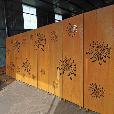 Balkon Dekoru Corten Çelik Lazer Kesim Paneller Metal Gizlilik Ekranları Önceden Paslanmış