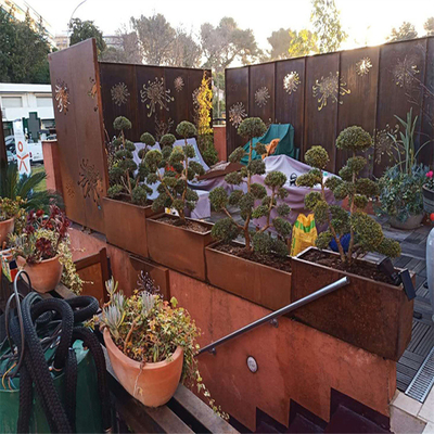 Balkon Dekoru Corten Çelik Lazer Kesim Paneller Metal Gizlilik Ekranları Önceden Paslanmış