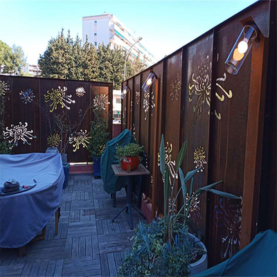 Balkon Dekoru Corten Çelik Lazer Kesim Paneller Metal Gizlilik Ekranları Önceden Paslanmış