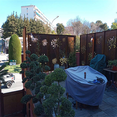 Balkon Dekoru Corten Çelik Lazer Kesim Paneller Metal Gizlilik Ekranları Önceden Paslanmış