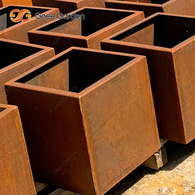 Kare Corten Çelik Rustik Metal Ekici Kutuları Lazer Kesim