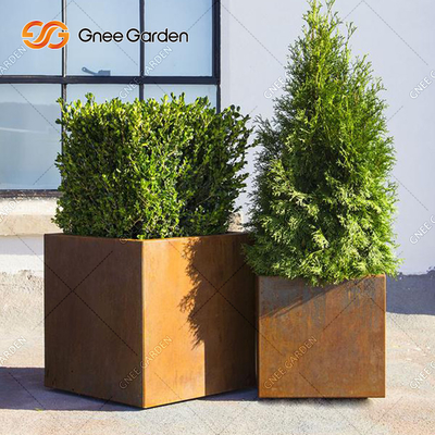 Kare Corten Çelik Rustik Metal Ekici Kutuları Lazer Kesim
