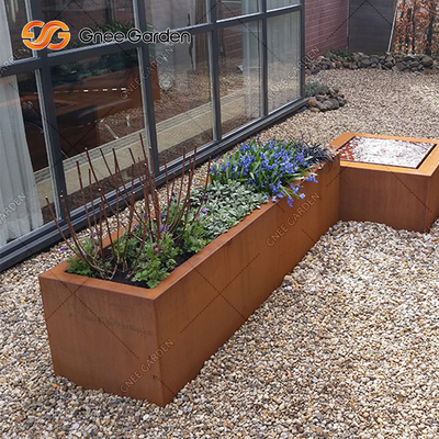 1200 * 500 * 600mm Corten Çelik Sebze Ekiciler Paslı Metal Ekici Kutuları