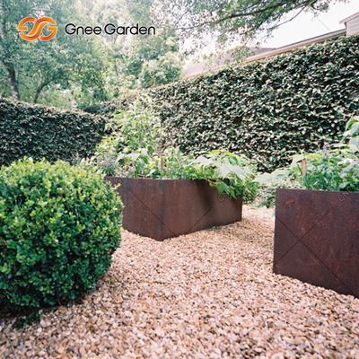 1200 * 500 * 600mm Corten Çelik Sebze Ekiciler Paslı Metal Ekici Kutuları