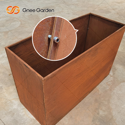 Rustik Corten Çelik Büyük Metal Ekici Kutuları Dikdörtgen Ayrılabilir Dış Mekan