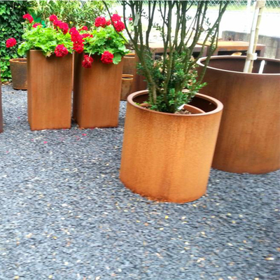 Bahçe için Çiçek Paslı Finish Yuvarlak Corten Çelik Ekiciler