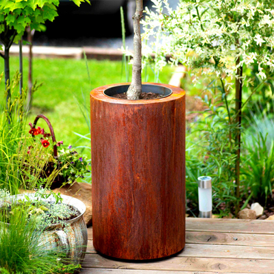 Bahçe için Çiçek Paslı Finish Yuvarlak Corten Çelik Ekiciler
