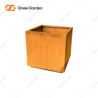 Bahçe için Kare Şekli Kübik Corten Çelik Ekici Metal Saksı
