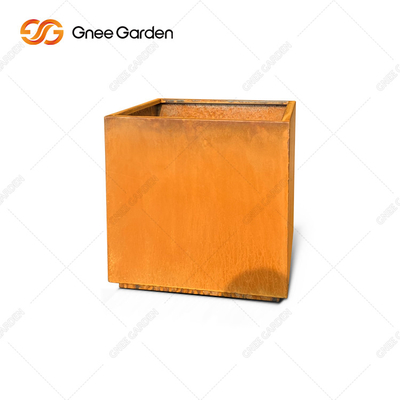 Bahçe için Kare Şekli Kübik Corten Çelik Ekici Metal Saksı