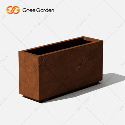 Özel Metal Çelik Bitki Saksıları Modern Tasarım Uzun Kutu Corten Çelik Ekici