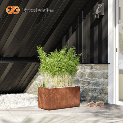 Masif Ahşap Kompozit Kereste Metal Stand Saksı Tutacağı Corten Çelik Ekici